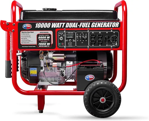 Vista 5 de All Power America - Generador de combustible doble de 10000 W, con arranque eléctrico, portátil, APGG10000GL 10000W, gas/propano, color rojo/negro