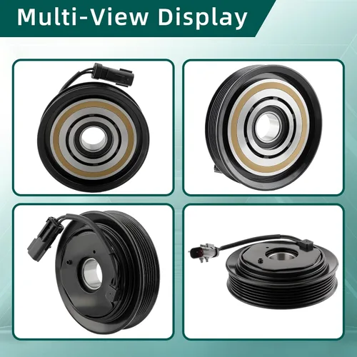 Vista 5 de AUTOKAY Kit de ensamblaje de embrague del compresor de CA compatible con Dodge Dakota 6 CYL 3.7L 8 CYL 4.7L 2004-2007 10S17C 55056435AB