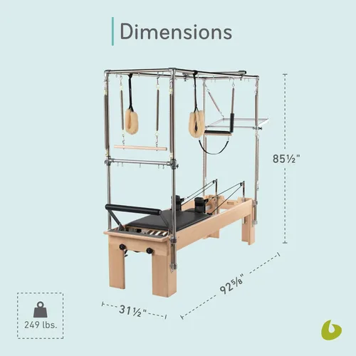 Vista 3 de Balanced Body Reformador de pilates con combinación de barra de pie Revo y trapecio, equipo de ejercicio de pilates, equipo de entrenamiento