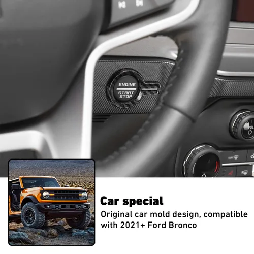 Vista 4 de Linskip Anillo de botón de arranque compatible con Ford Bronco 2021-2025, cubierta del botón de arranque del motor para accesorios interiores Bronco