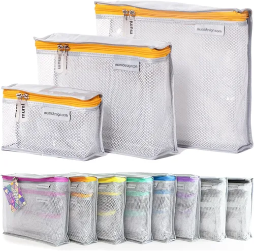 Vista 11 de MUMI Juego de 3 neceseres de viaje – Bolsas de aseo resistentes al agua para mujeres y hombres – Bolsas transparentes para artículos de tocador