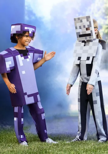 Vista 3 de Disfraz de Esqueleto de Videojuego Minecraft para Niños Multicolor