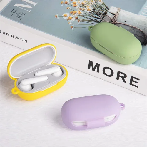 Vista 8 de DAYJOY - Juego de 2 fundas protectoras de silicona suave compatibles con auriculares Huawei Freebuds SE, funda protectora con mosquetón