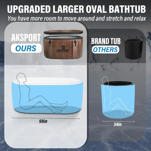 Vista 4 de AKSPORT Bañera de Baño de Hielo para Atletas, Bañera Inflable de Inmersión en Frío de 151 Galones Compatible con Enfriadores de Agua, Baño de Hielo