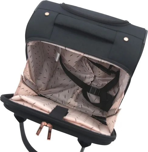 Vista 8 de kensie Hudson Softside - Juego de equipaje giratorio de 3 piezas negro con oro rosa Hudson Softside - Juego de equipaje giratorio de 3 piezas