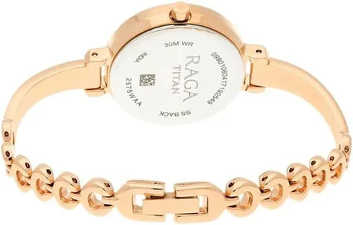 Vista 2 de Titan Raga Viva Esfera Analógica Oro Rosa Mujer Oro, Plata Metal, Latón, Cuero, Diseño de Joyería, Estilo Pulsera, Diseñador, Cristal de Cuarzo