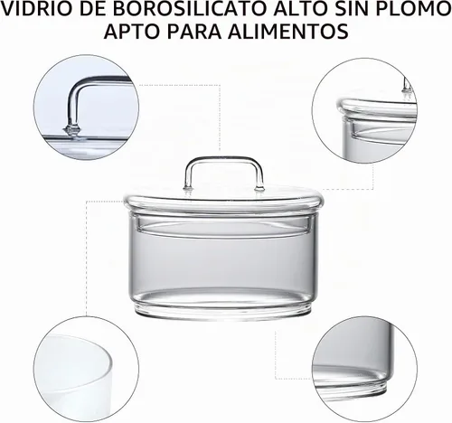 Vista 3 de Tarros de almacenamiento de vidrio con tapas, contenedores apilables de varios niveles, recipientes de alimentos para cocina, dulces, tarros