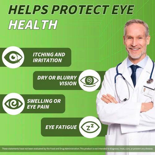 Vista 6 de Suplemento de vitaminas oculares de luteína para adultos, 90 cápsulas, apoya la salud ocular con zeaxantina, zinc, vitaminas C y E, fórmula vegana