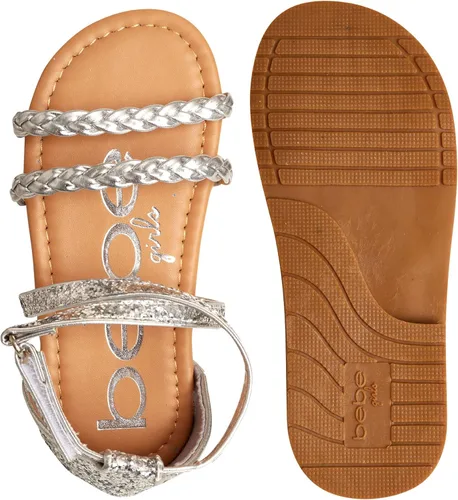 Vista 5 de bebe Sandalias para niñas pequeñas Sandalias de gladiador de cuero sintético trenzado con purpurina (5T-10T)