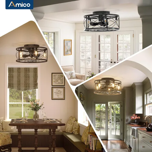 Vista 10 de Amico Ventiladores de techo enjaulados de 20 pulgadas con luces sin aspas