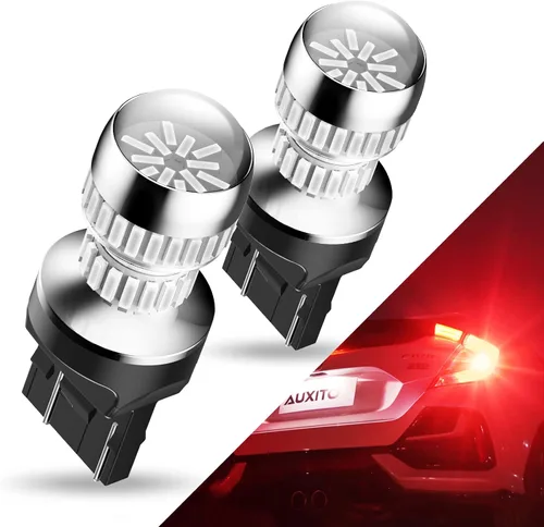 Vista 9 de Auxito Focos LED 3157 mejorados, rojo, 500% más brillantes, 3056, 3156, 3057, 4157, chip 102-SMD, proyector para luces de freno, freno trasero, Rojo