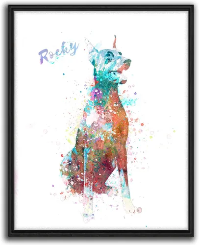Vista 40 de Personal-Prints Regalo de arte personalizado para pared de perro, impresión artística moderna personalizada única de estilo acuarela La raza