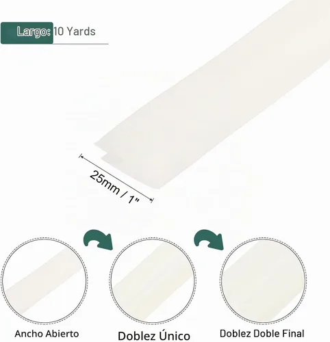 Vista 2 de MECCANIXITY Cinta al bies de doble pliegue de 1 pulgada, cinta al bies de poliéster continua a granel para coser, costura, acolchado, dobladillo