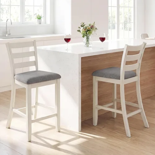 Vista 2 de NAFORT Bar Stools Set of 2, 25.5” Counter Height Bar Stools with Back, Upholstered Bar Stools for Kitchen Island Bar Restaurant, Bar Dining Chairs