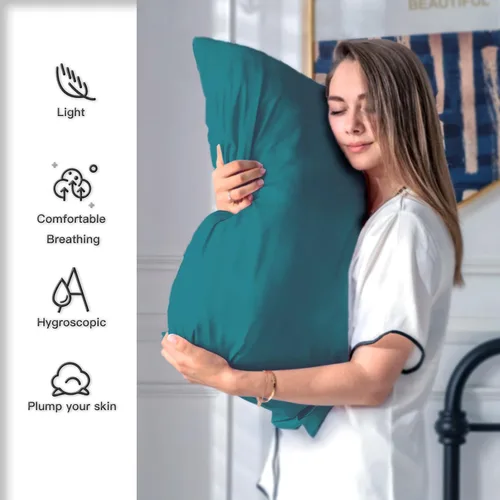 Vista 28 de Funda de almohada de seda para cabello y piel, suave, transpirable y sedosa, juego de fundas de almohada 100% tamaño estándar de 2 piezas, fundas