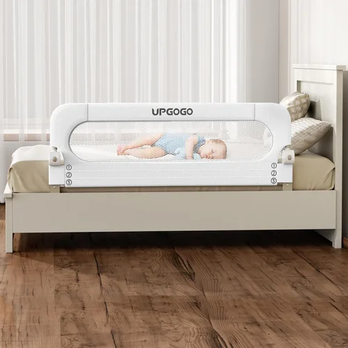 Vista 9 de UPGOGO Barandilla plegable para niños pequeños, gris, 33 pulgadas de largo