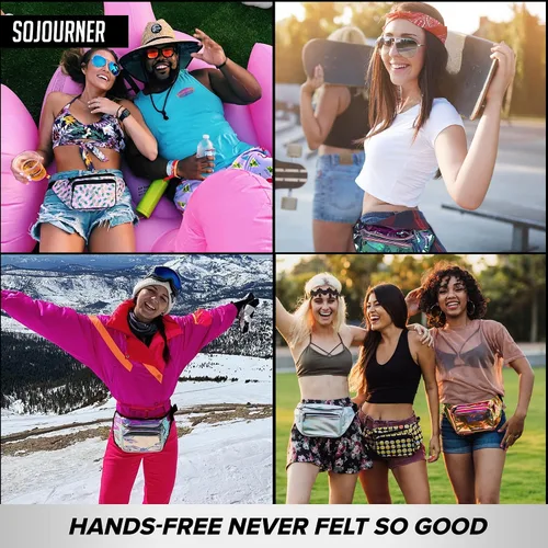 Vista 6 de SoJourner Riñonera, bolsa para la cintura con estampado y bolsas de fiesta para hombres, mujeres festivales, raves bonita bolsa para la cintura