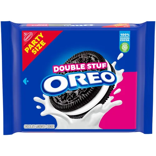 Vista 22 de OREO - Galletas de sándwich con doble relleno de chocolate, tamaño para fiestas, 24.95 onzas Siempre hecho con cacao real, certificado Kosher