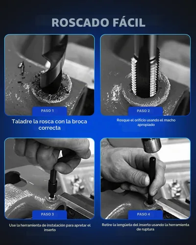 Vista 8 de OMT 3/8"-16 Thread Repair Kit with HSS Drill Bit & 15 Thread Inserts