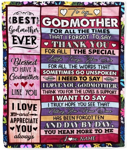 Vista 8 de Manta personalizada con texto en inglés «To My Godmother from Goddaughter Godson Thank You for Being My Godmother», para Día de la Madre