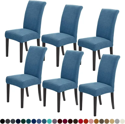 Vista 8 de Joccun - Juego de 2 fundas para sillas de comedor, fundas elásticas para sillas de comedor, fundas de asiento para sillas de comedor, funda de Negro
