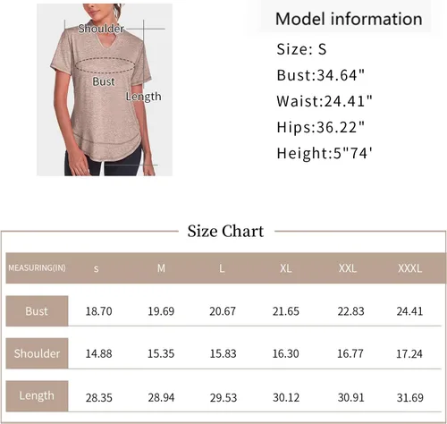 Vista 6 de Absttith Camisetas de entrenamiento de manga corta para mujer, para yoga, senderismo, secado rápido, cuello en V, camiseta deportiva con abertura