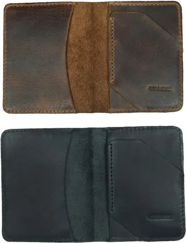 Vista 5 de Hide & Drink, Billetera plegable para tarjetas diagonal, hecha a mano de cuero de grano completo, almacenamiento compacto con clase, profesional