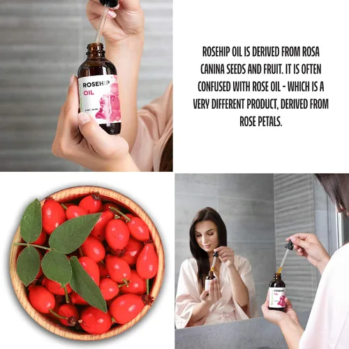 Vista 2 de Premium Nature Aceite de rosa mosqueta para la cara para mujeres, semilla de rosa mosqueta puro prensado en frío sin refinar para el cabello