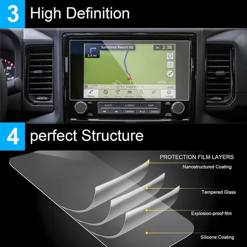 Vista 5 de TTCR-II Protector de pantalla compatible con Nissan Frontier 2022-2024 de 9 pulgadas, para Frontier Pro-x/Pro-4x 2022-2024 Protector de pantalla