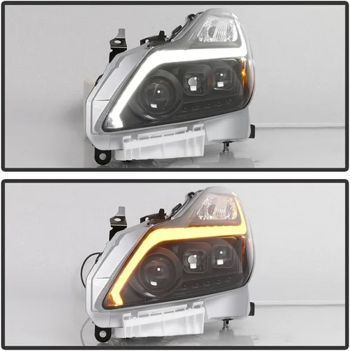 Vista 2 de ACANII - Para faros LED negros tipo Switchback con señal secuencial 2008-2015 G37 Q60 Coupe, lado del conductor y del pasajero