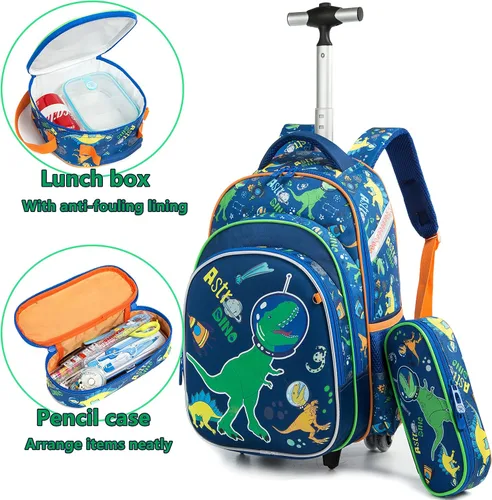 Vista 4 de Mochila con ruedas para niños y niñas con ruedas Blue-konglong