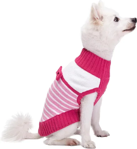 Vista 5 de Blueberry Pet Suéter Suave y Acogedor de Chenilla con Rayas Elegantes para Perro en Rosa Princesa, Longitud de Espalda 10", Paquete de 1 Prenda