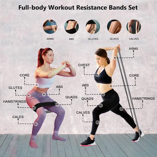 Vista 3 de STANDROCK Bandas de resistencia de tela para entrenamiento, bandas de 3 y 4 niveles, bandas de resistencia largas para mujeres y hombres Bandas