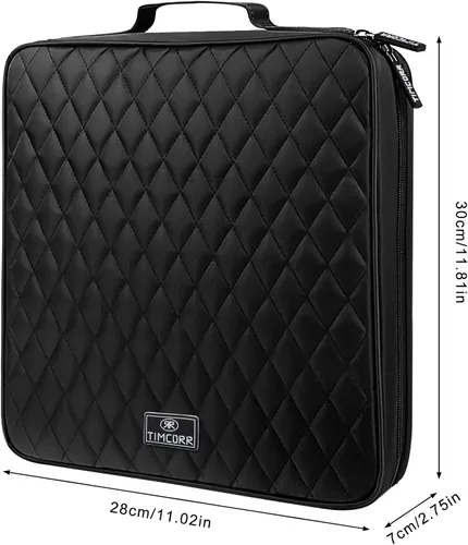 Vista 5 de Organizador de caja de plástico negro para CD y DVD con panel de PVC para almacenamiento portátil y viajes Capacidad 160 Negro