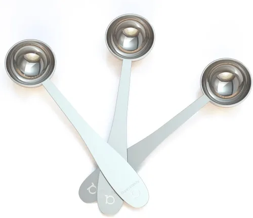 Vista 4 de Apace Living Juego de 3 cucharas medidoras de acero inoxidable para té de hojas sueltas, café y más (M, oro rosa)