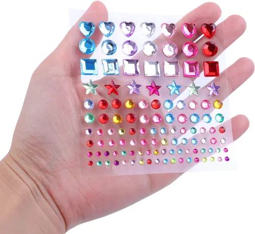 Vista 4 de selizo - Calcomanías autoadhesivas de diamantes de imitación, 1368 piezas de gemas para manualidades, joyas para la cara, calcomanías de diamantes