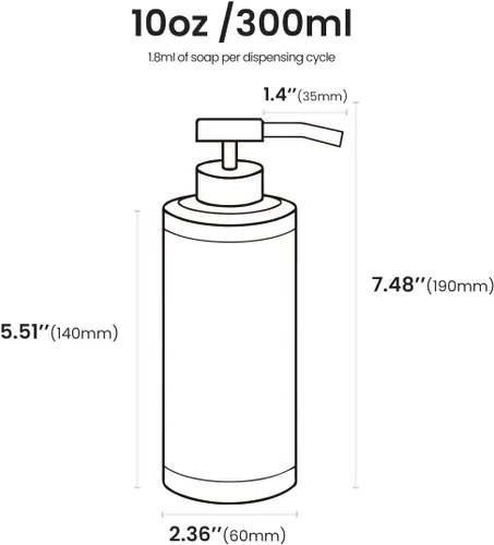 Vista 4 de Dispensador de jabón de acero inoxidable para baño, diseño plano negro mate, bomba de metal, dispensador de jabón líquido de manos a prueba de óxido