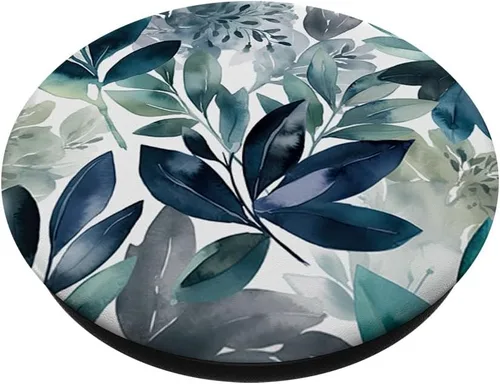 Vista 2 de Patrón de jardín verde floral de eucalipto PopSockets PopGrip intercambiable