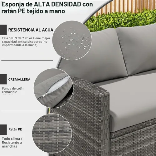 Vista 4 de AECOJOY Juego de muebles de patio al aire libre, 7 piezas de mesa de comedor y sillas seccionales de ratán, sofá de conversación de mimbre para todo