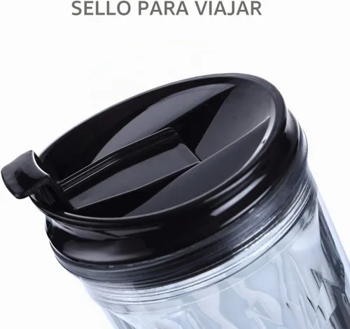 Vista 2 de Vaso para batido de cristal con cierre y bloqueo para bebidas frías y calientes Cupture, de 22 oz, Negro diamond