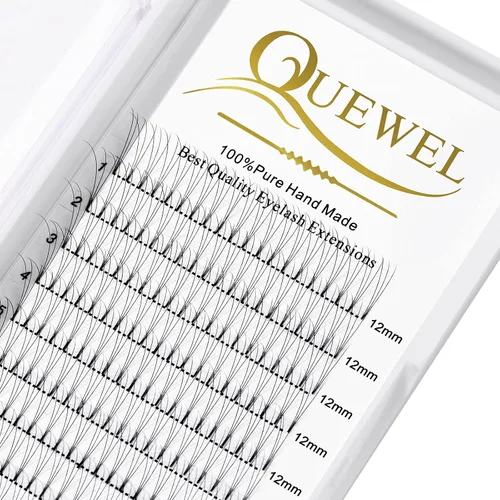 Vista 53 de QUEWEL Extensiones de Pestañas Prehechas en Ventilador, Extensiones de Pestañas Prehechas 3D de 0.07mm de Grosor, Rizado C, 8mm de Volumen