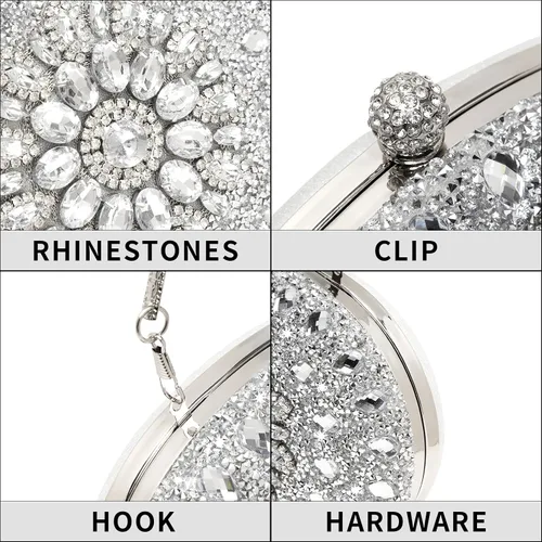 Vista 4 de Beaguful Bolsos de noche para mujer, bolsos de mano brillantes con diamantes de imitación