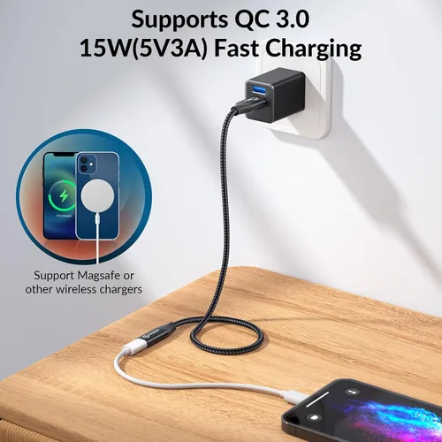 Vista 3 de PHIXERO [10Gbps] Adaptador USB C hembra a USB macho 3.1 Gen 2 (1 pie), adaptador USB A a USB C de carga rápida de 3A con transferencia de datos
