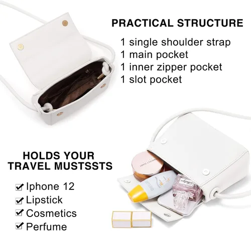 Vista 4 de CLUCI Bolso cruzado para mujer, bolso cruzado de cuero vegano para mujer, bolsos cruzados, bolsos pequeños de hombro con 2 correas ajustables