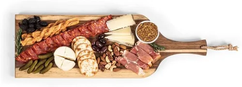 Vista 5 de PICNIC TIME NCAA Texas A&M Aggies Artisan - Tabla de embutidos de acacia de 24 pulgadas con borde de madera cruda, tabla de queso, plato
