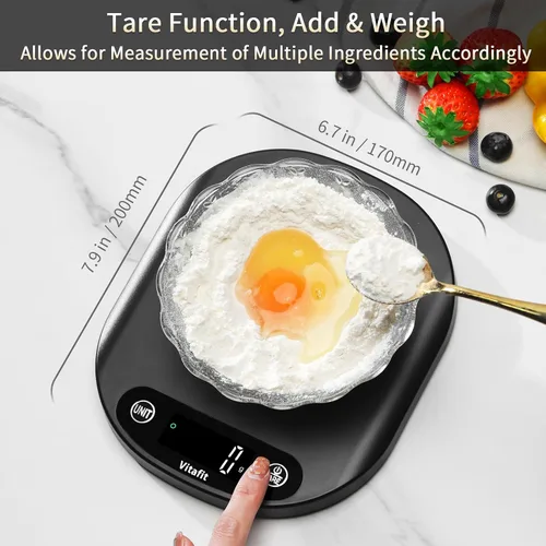 Vista 5 de Vitafit - Báscula digital para alimentos de 15 kg/33 lb de alta precisión de 0.1 oz/1 g, nuestra propia báscula de cocina de fábrica profesional