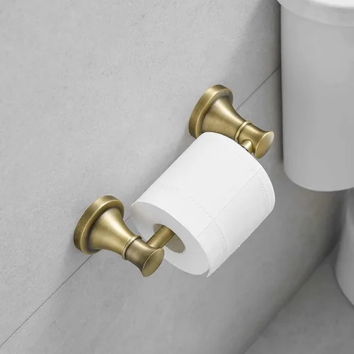 Vista 2 de RUMOSE Toilet Paper Roll Holder Bathroom Flexible Pivoting Tissue Handle on Wall Mounted Antique Brass Rustproof Toilet Tissue Roll Holder,Stainless