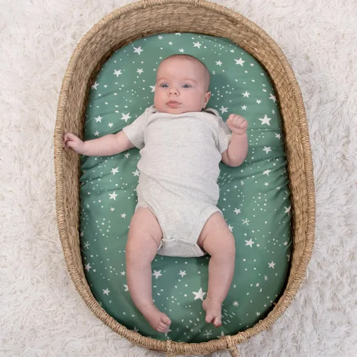 Vista 5 de The Peanutshell Paquete de 4 sábanas para moisés, suaves, ovaladas y ajustadas para bebé niña o niño, rectangular, fundas ajustables para cuna