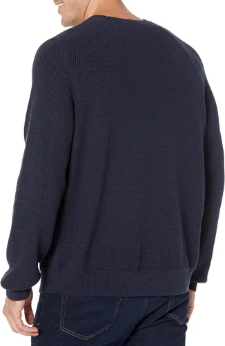 Vista 6 de Tienda Essentials Suéter de cuello redondo de algodón texturizado de gran tamaño para hombre