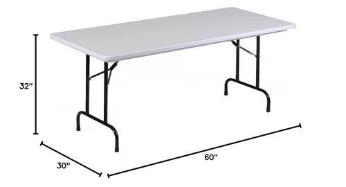 Vista 9 de Correll RA2448 24 serie R mesa plegable de acero inoxidable, altura ajustable para tareas comerciales, rectangular con 24 pulgadas de ancho y 48